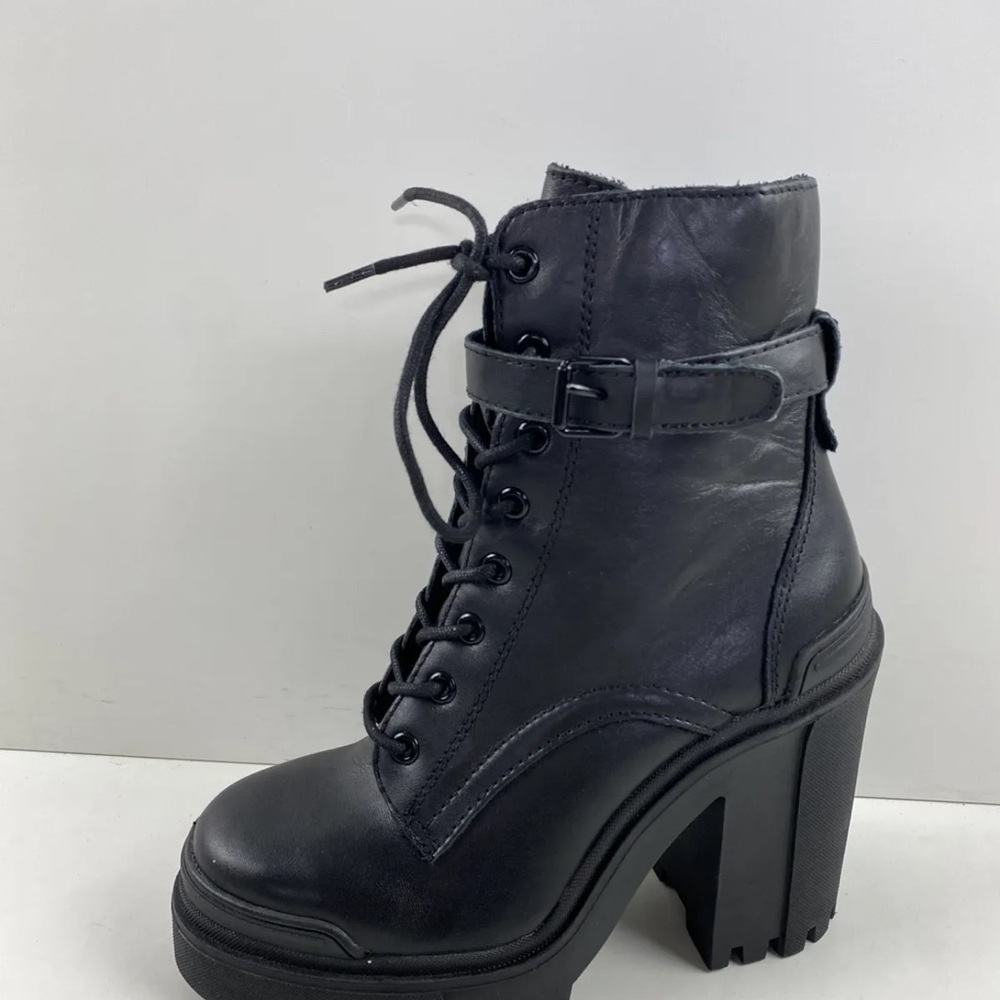 Aldo Black Leather Ankle Combat Boots, New No Box, Size 6.5, EUR 37 Uk 4 - Picture 8 of 13